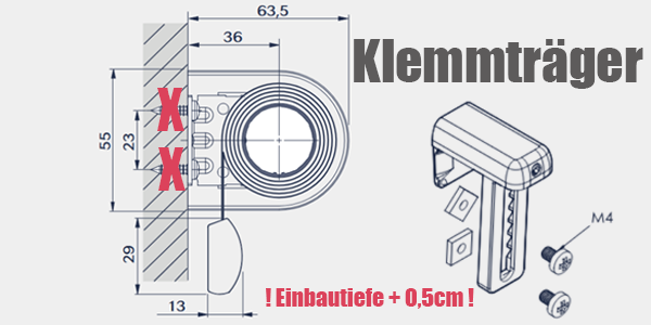 Mit Klemmträgern